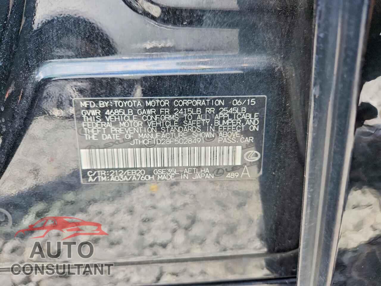 LEXUS IS 2015 - JTHCF1D28F5028491