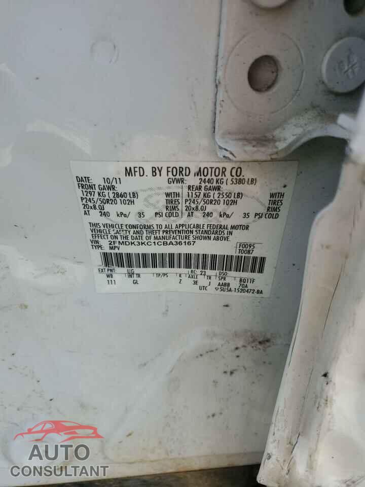 FORD EDGE 2012 - 2FMDK3KC1CBA36167