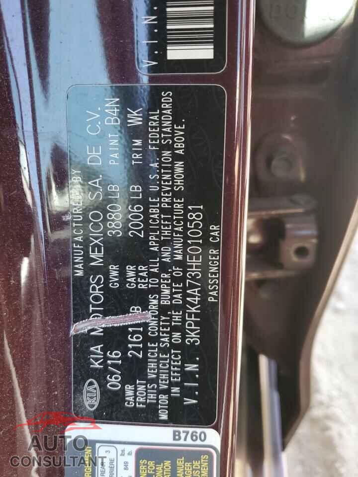 KIA FORTE 2017 - 3KPFK4A73HE010581