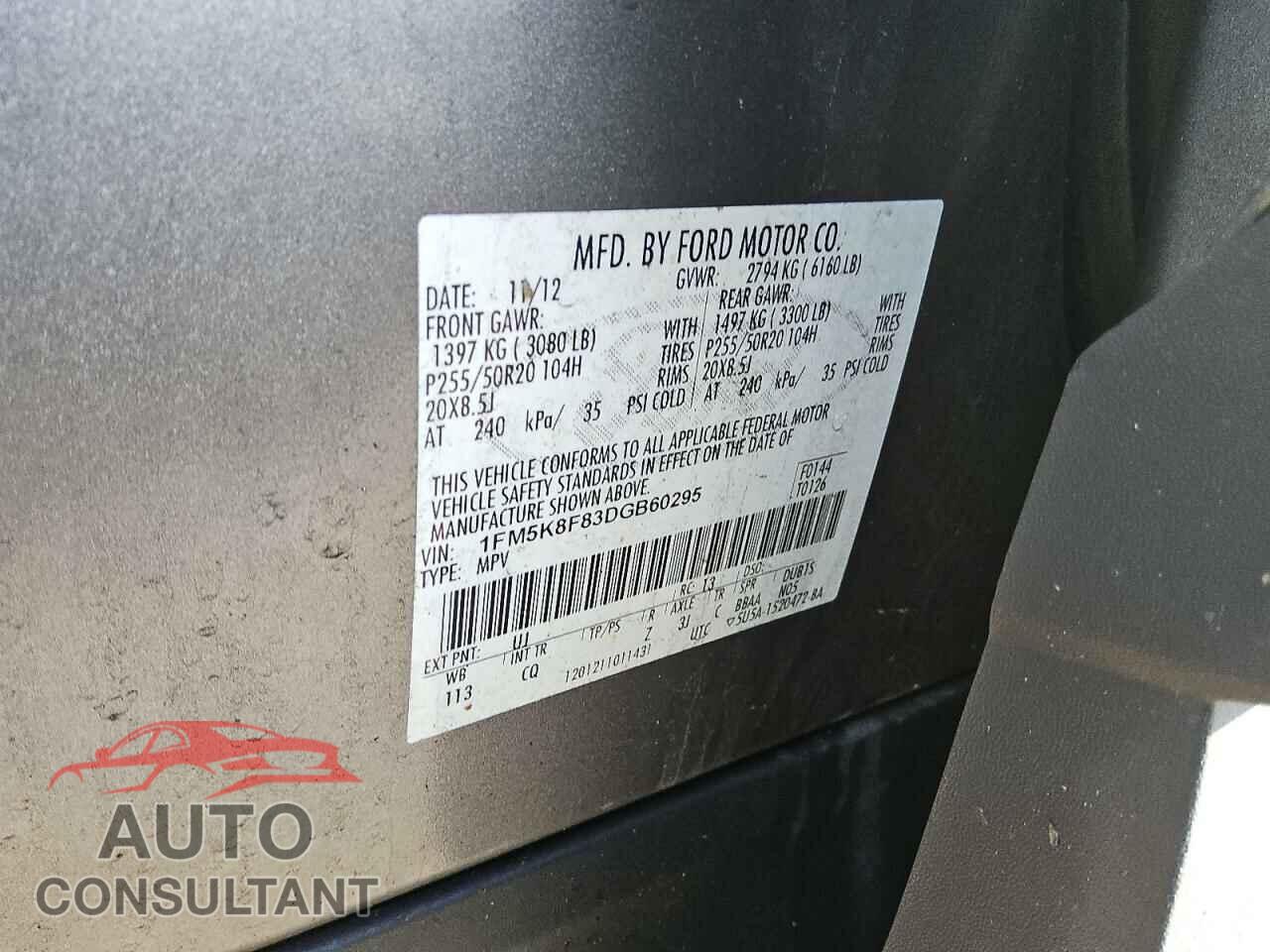 FORD EXPLORER 2013 - 1FM5K8F83DGB60295
