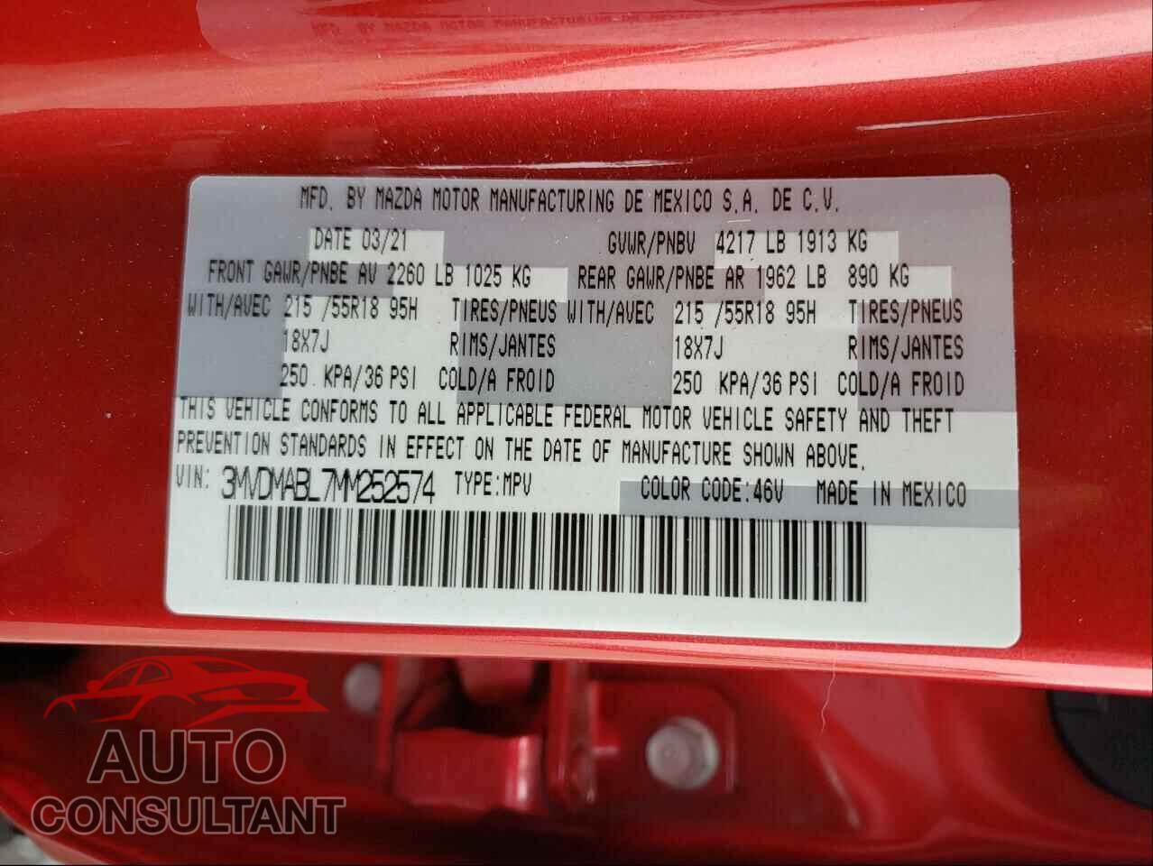 MAZDA CX30 2021 - 3MVDMABL7MM252574