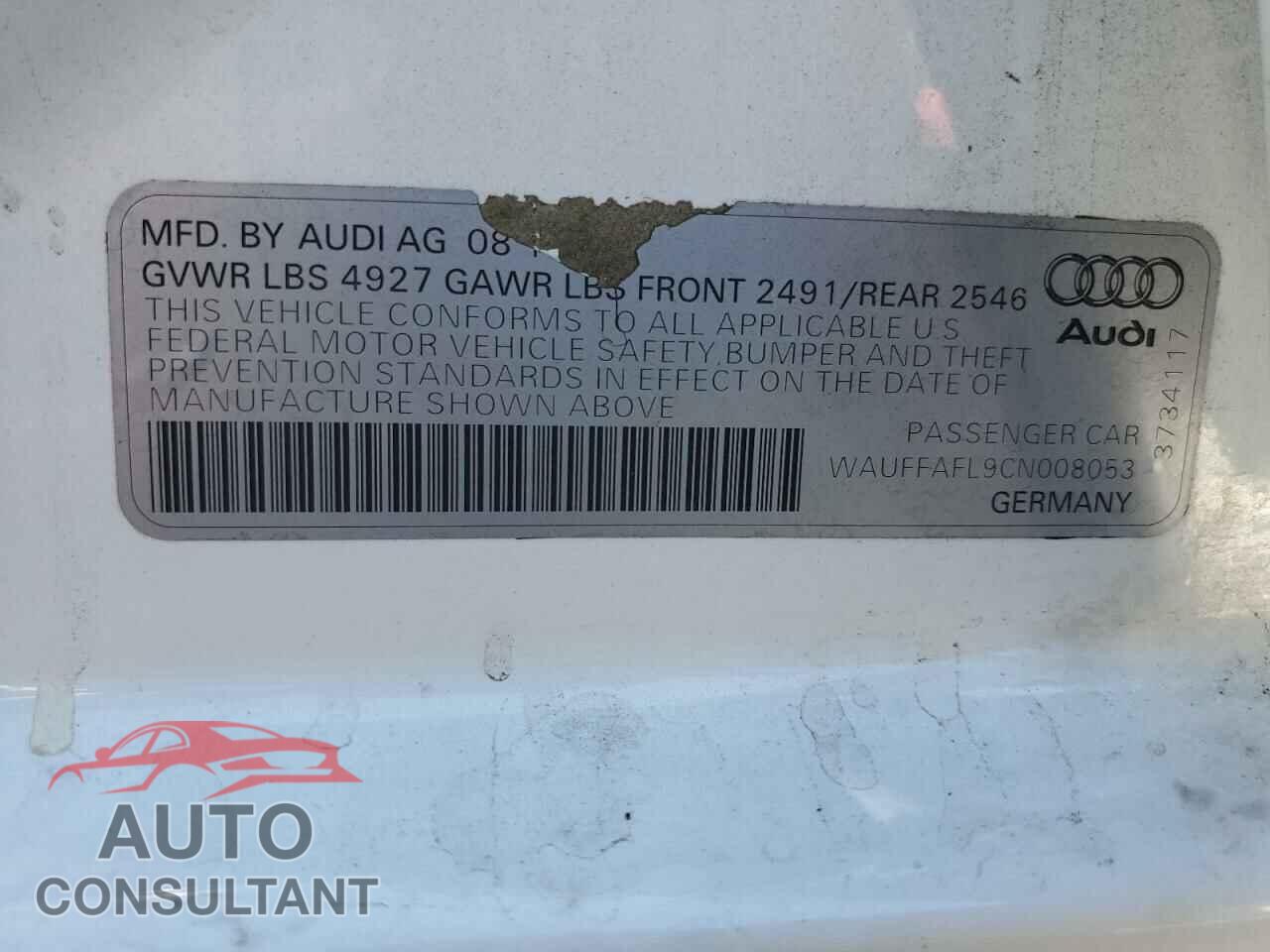 AUDI A4 2012 - WAUFFAFL9CN008053