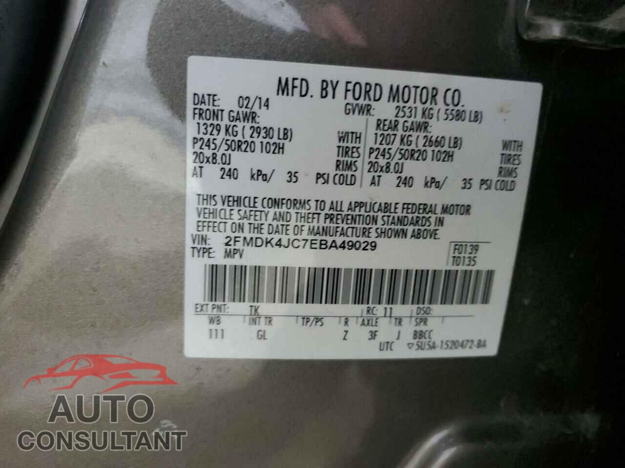 FORD EDGE 2014 - 2FMDK4JC7EBA49029