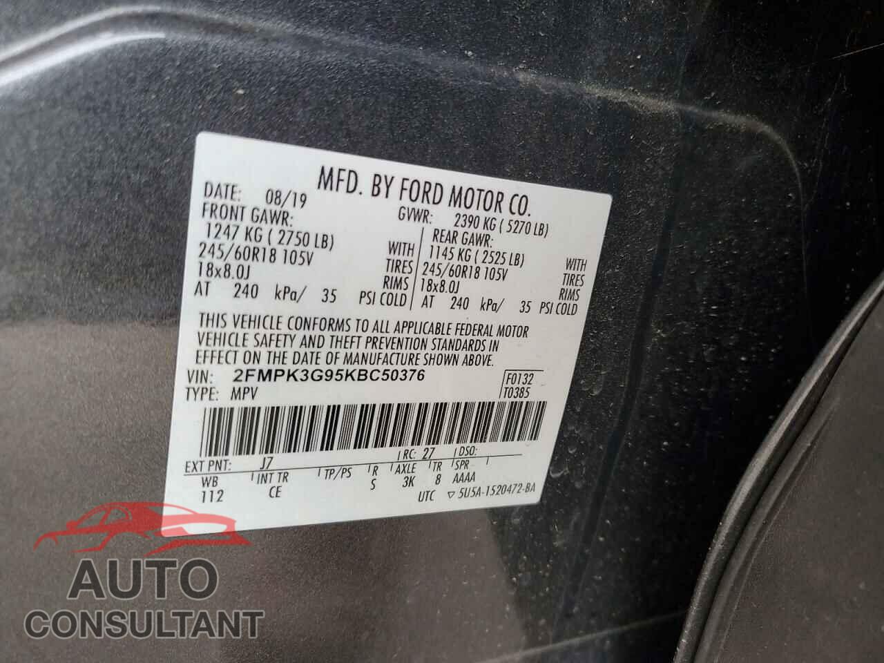 FORD EDGE 2019 - 2FMPK3G95KBC50376