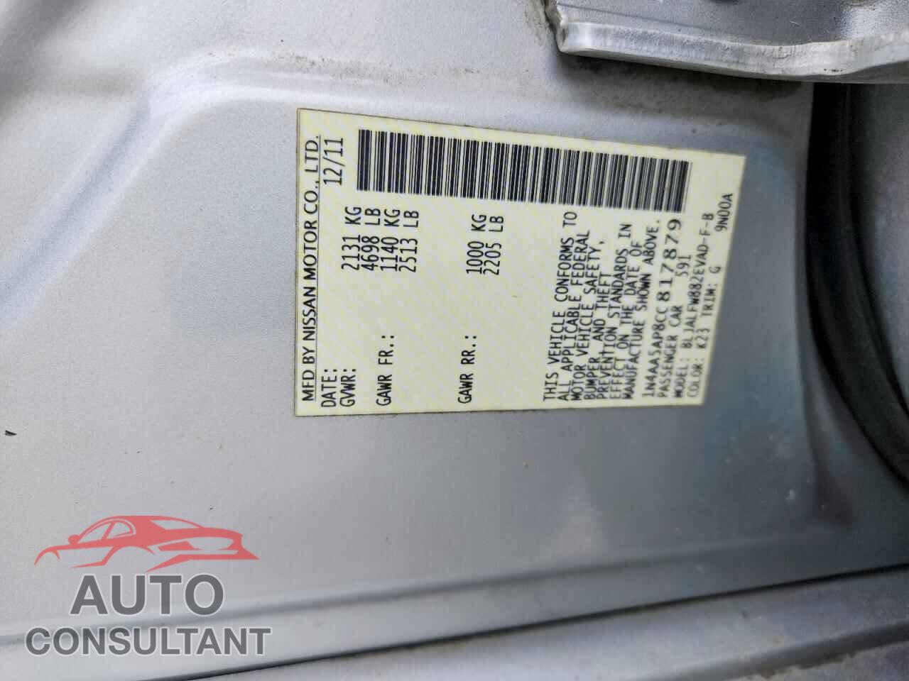 NISSAN MAXIMA 2012 - 1N4AA5AP8CC817879