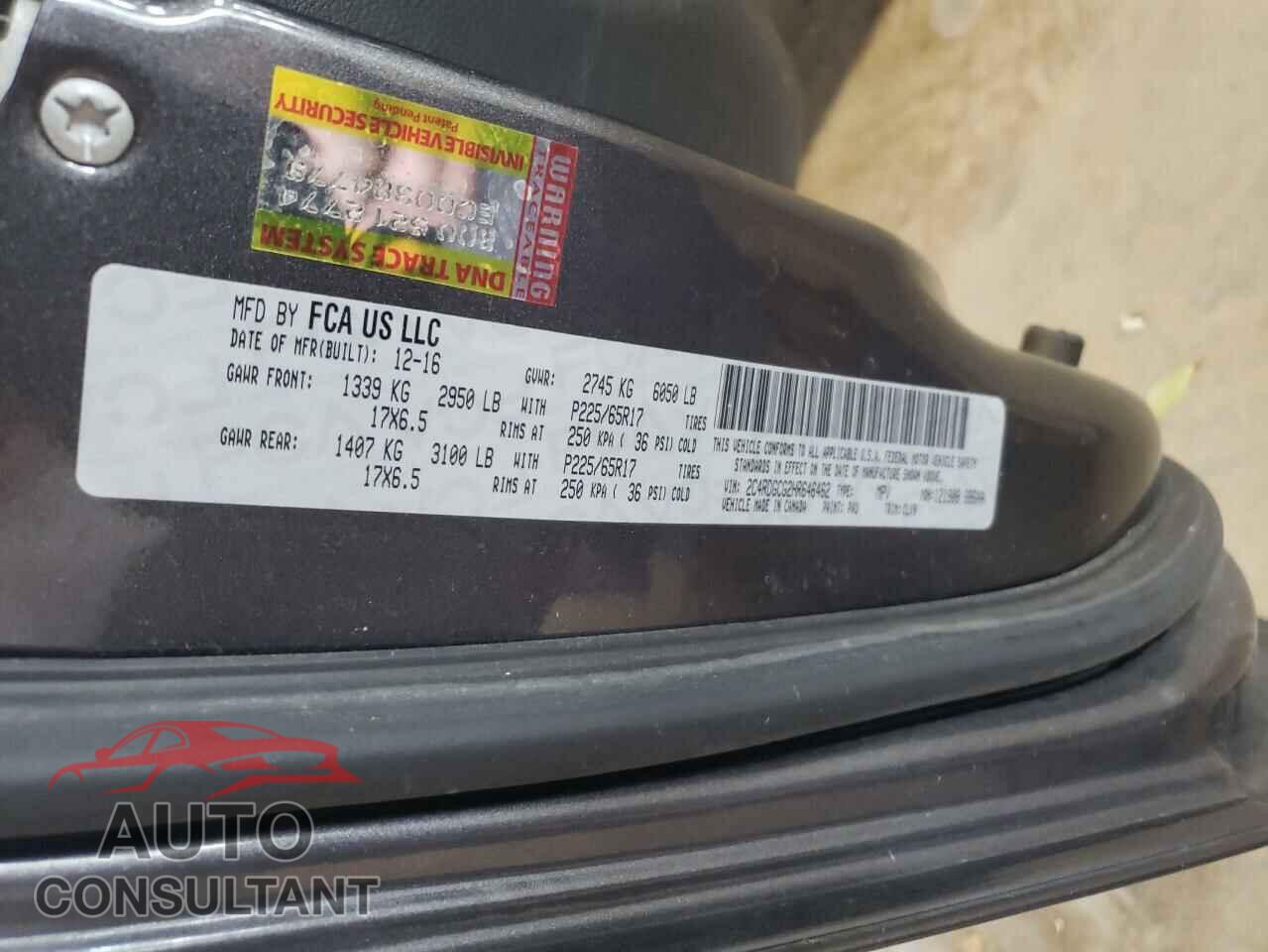DODGE CARAVAN 2017 - 2C4RDGCG2HR646462