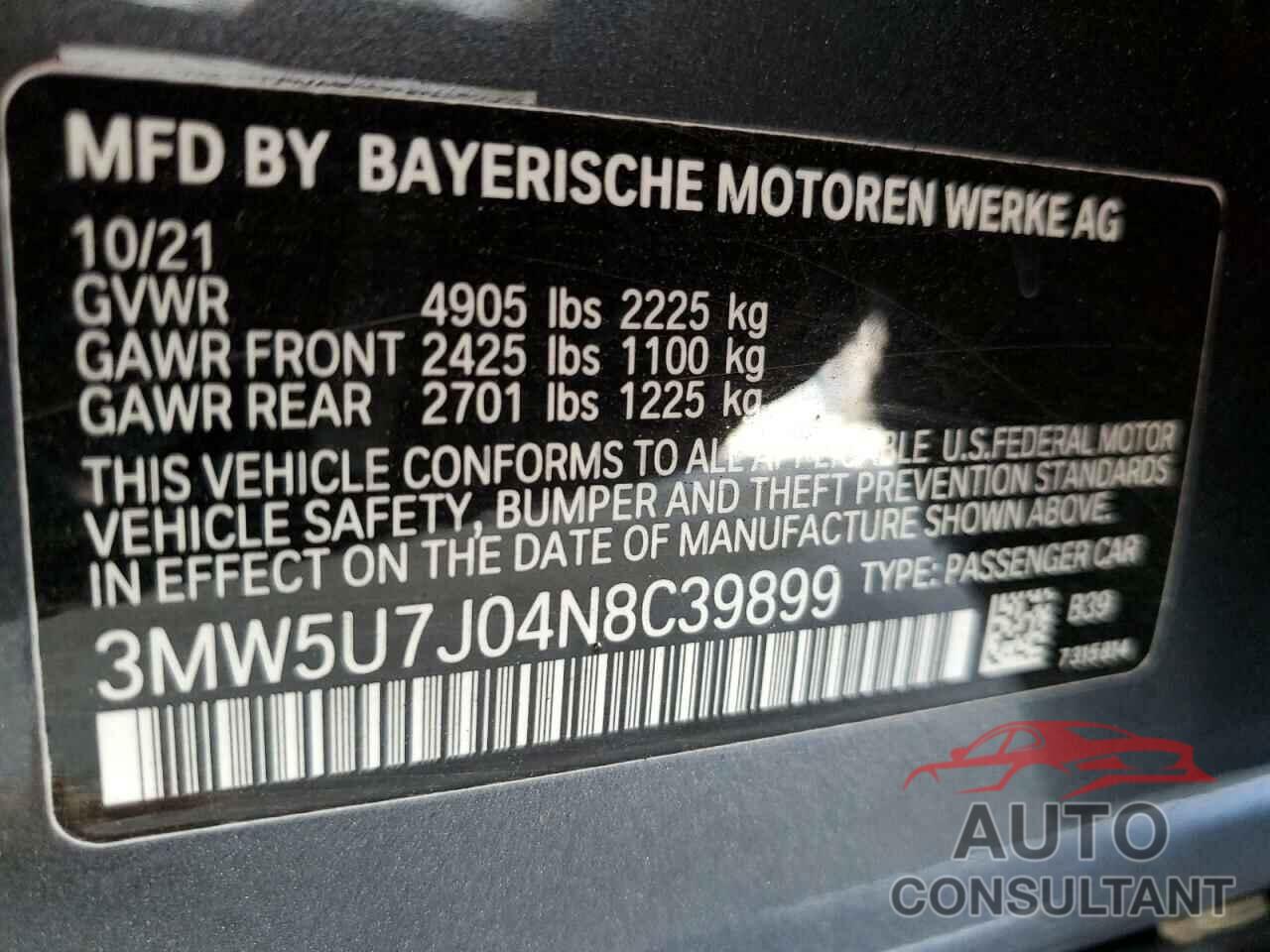 BMW M3 2022 - 3MW5U7J04N8C39899