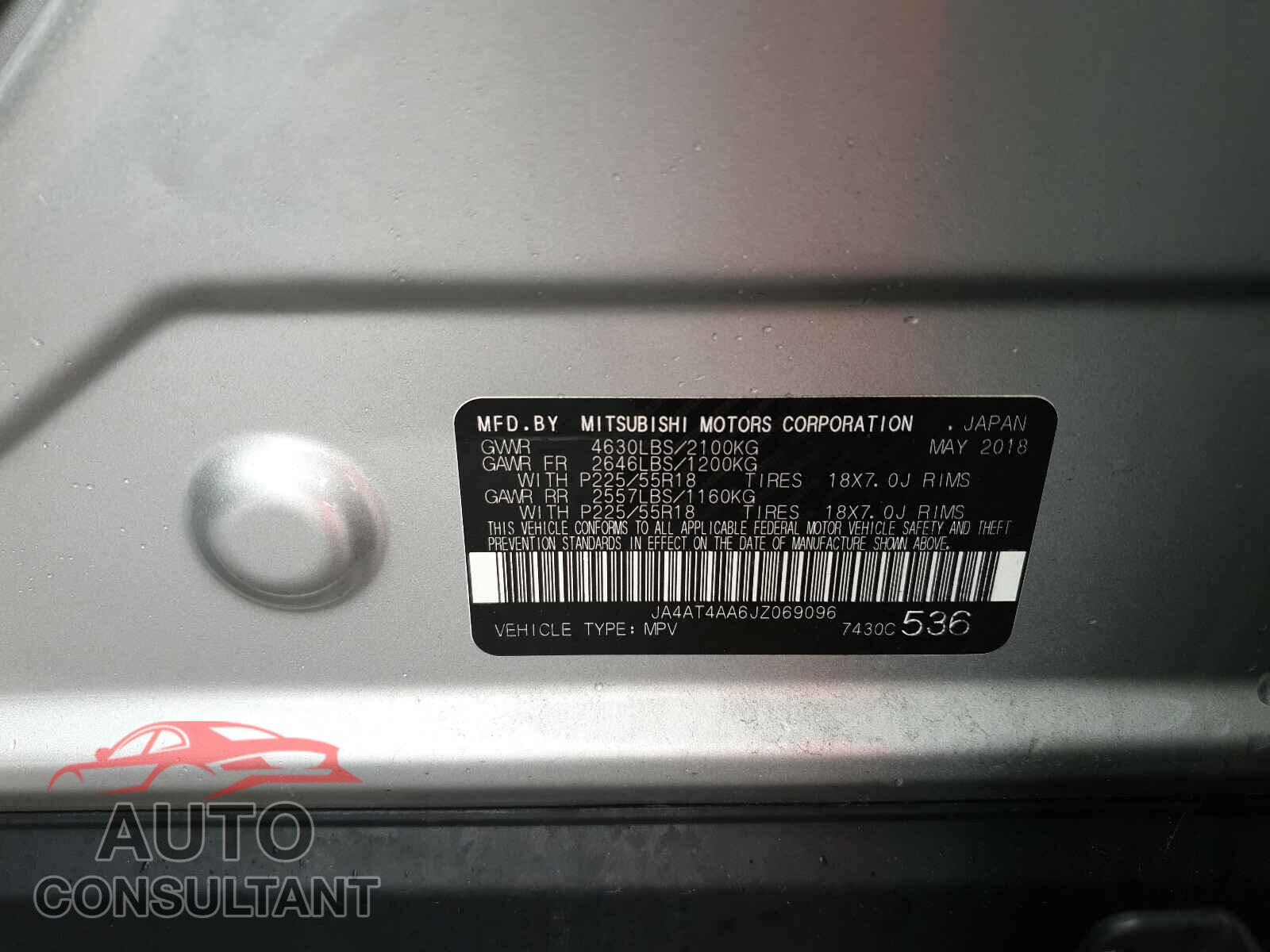 MITSUBISHI ECLIPSE 2018 - JA4AT4AA6JZ069096