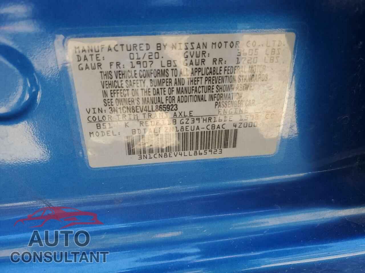 NISSAN VERSA 2020 - 3N1CN8EV4LL865923