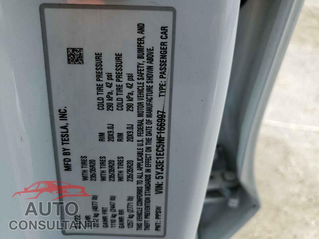 TESLA MODEL 3 2022 - 5YJ3E1EC5NF166997