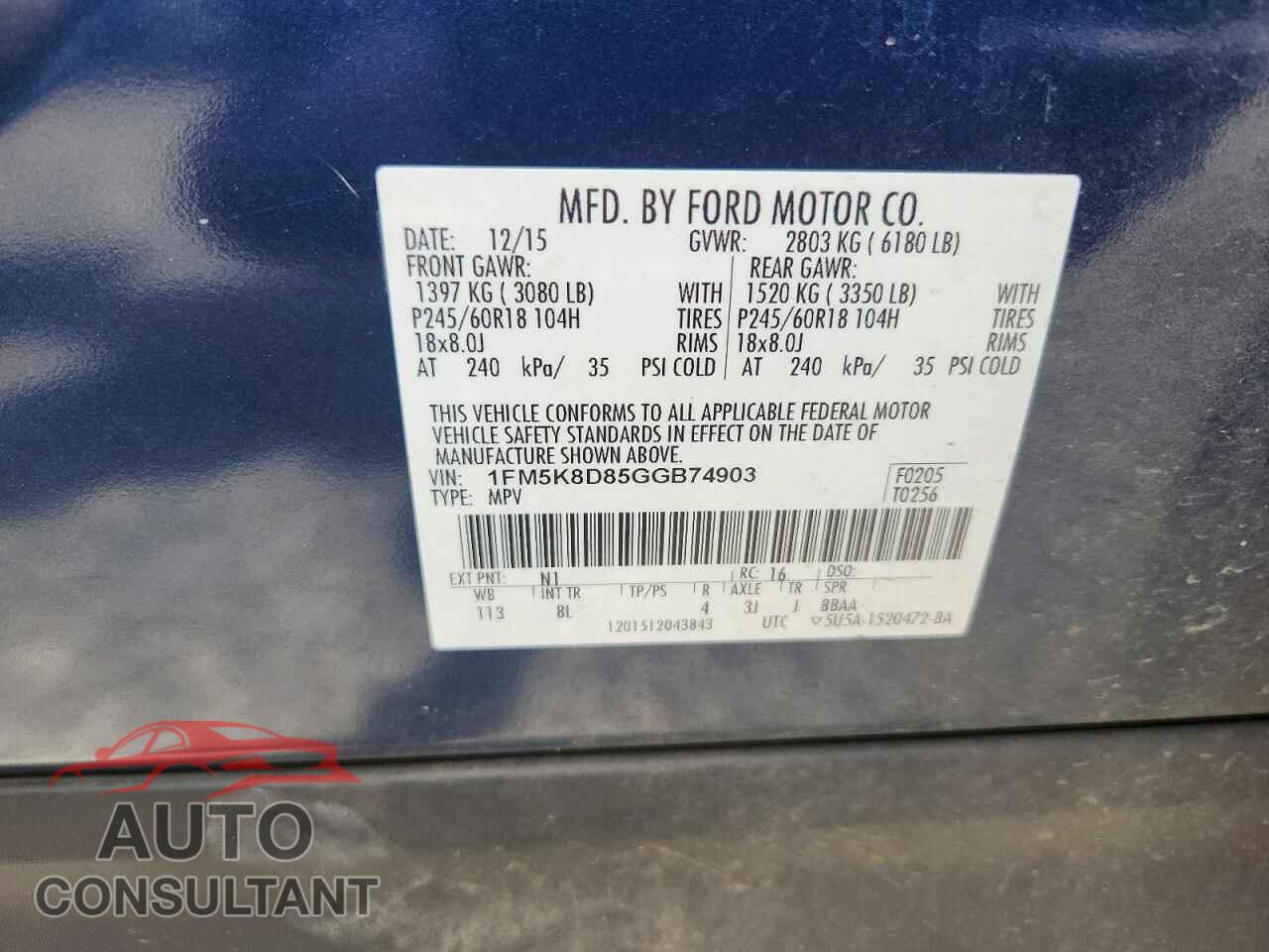 FORD EXPLORER 2016 - 1FM5K8D85GGB74903