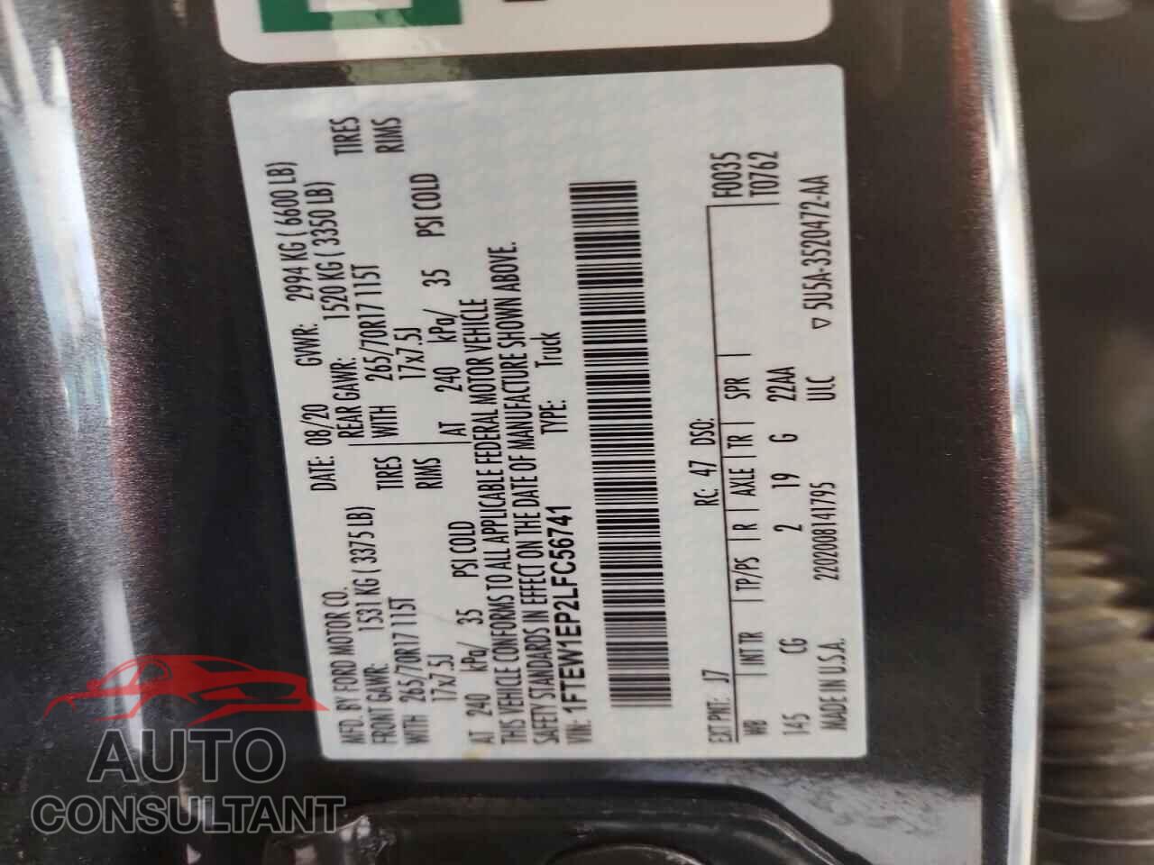 FORD F150 2020 - 1FTEW1EP2LFC56741