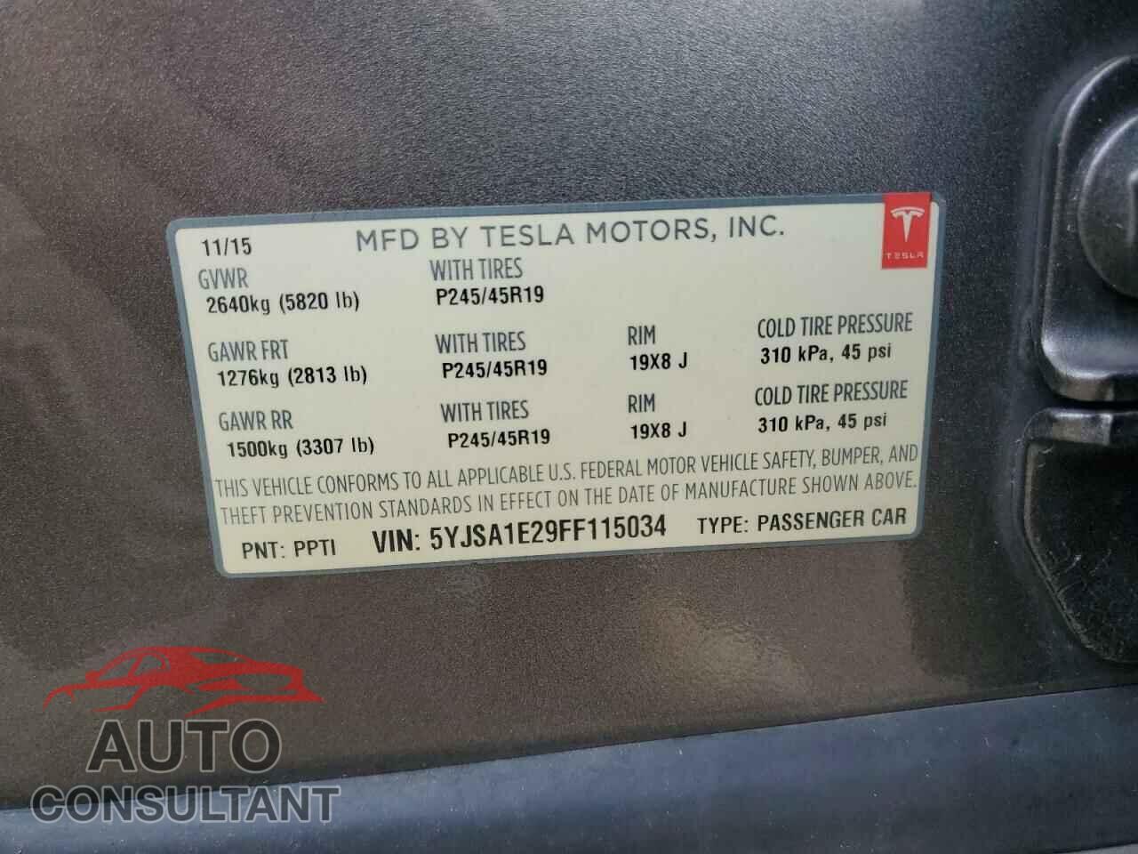TESLA MODEL S 2015 - 5YJSA1E29FF115034