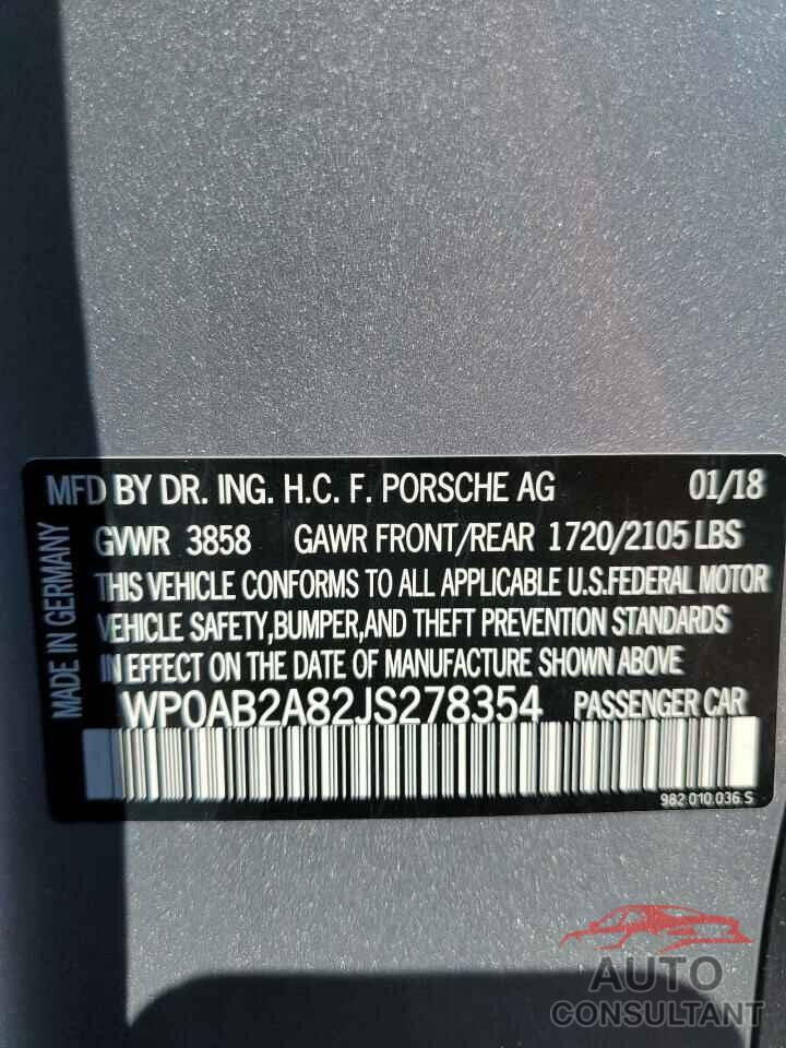 PORSCHE CAYMAN 2018 - WP0AB2A82JS278354