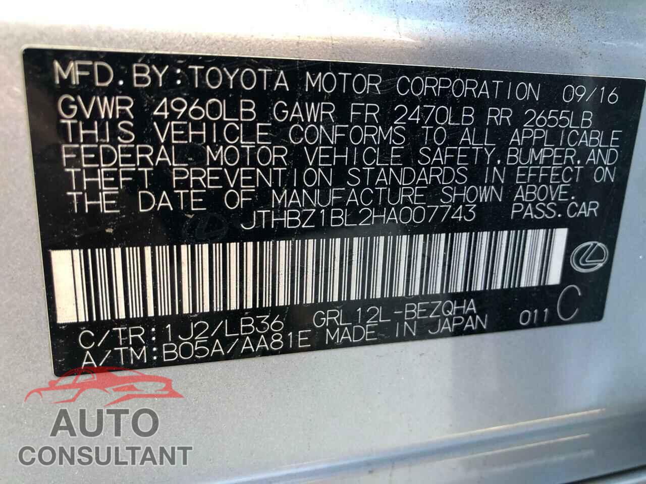 LEXUS GS350 2017 - JTHBZ1BL2HA007743