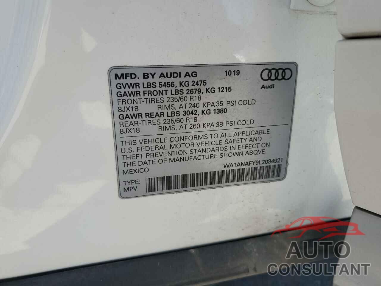 AUDI Q5 2020 - WA1ANAFY9L2034921