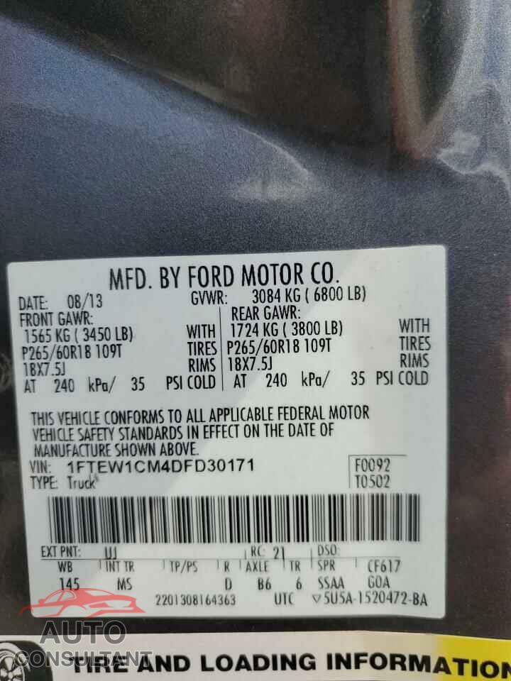 FORD F-150 2013 - 1FTEW1CM4DFD30171