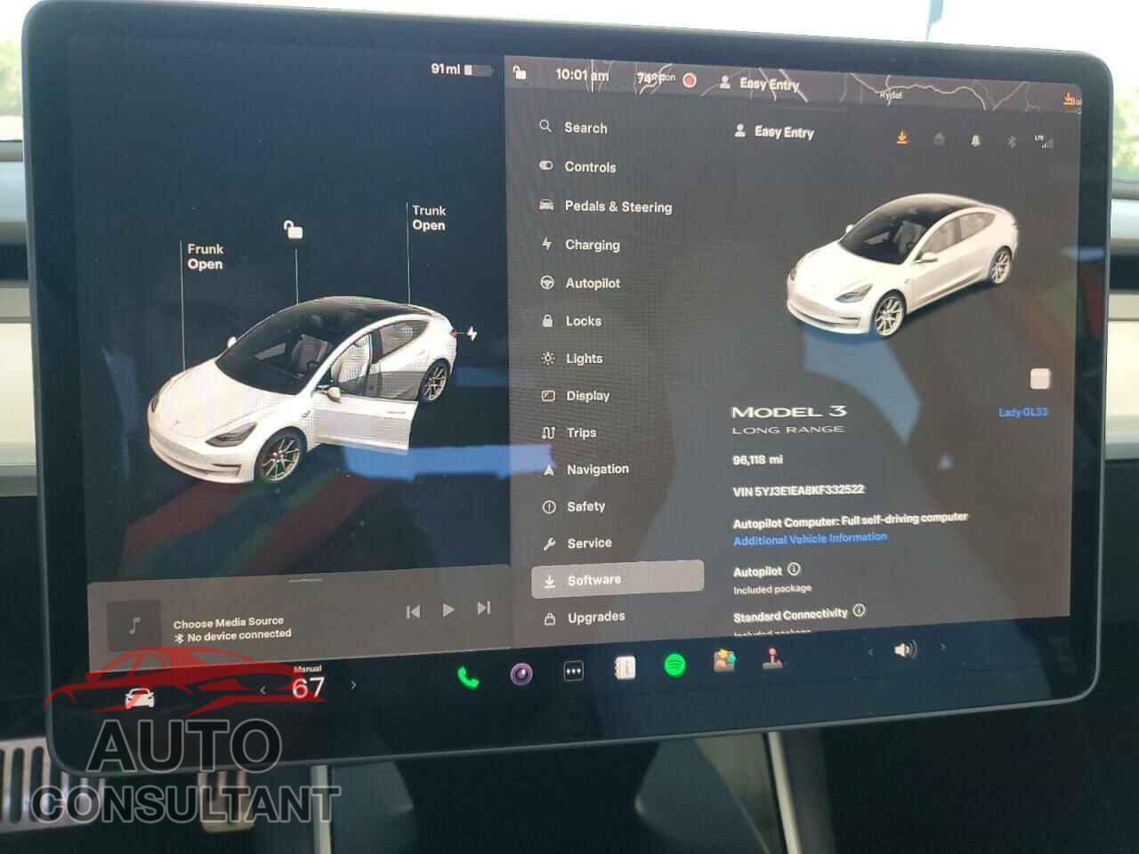 TESLA MODEL 3 2019 - 5YJ3E1EA8KF332522