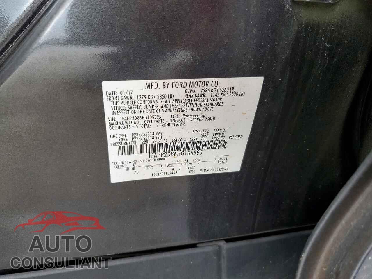 FORD TAURUS 2017 - 1FAHP2D86HG105595