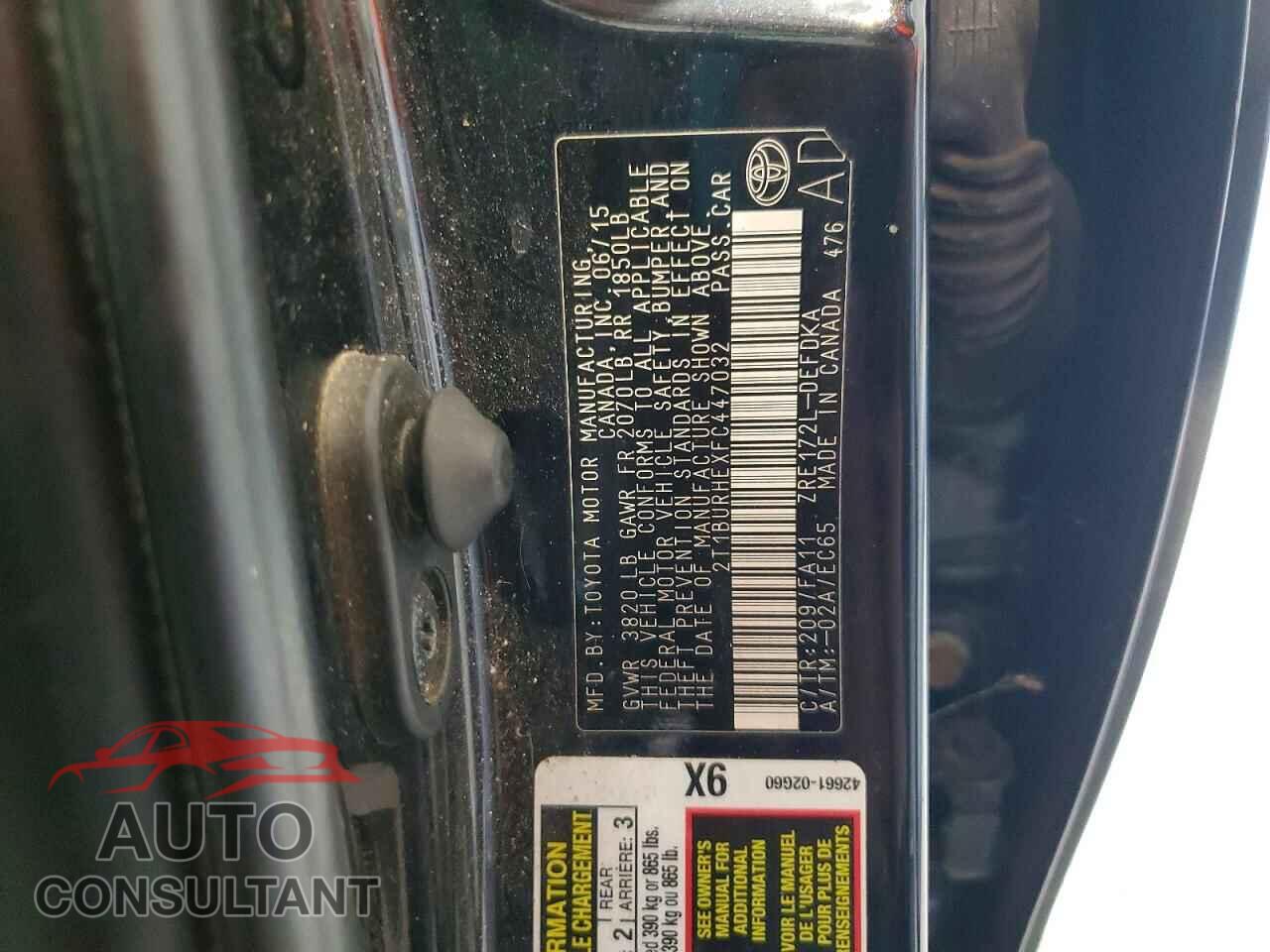 TOYOTA COROLLA 2015 - 2T1BURHEXFC447032