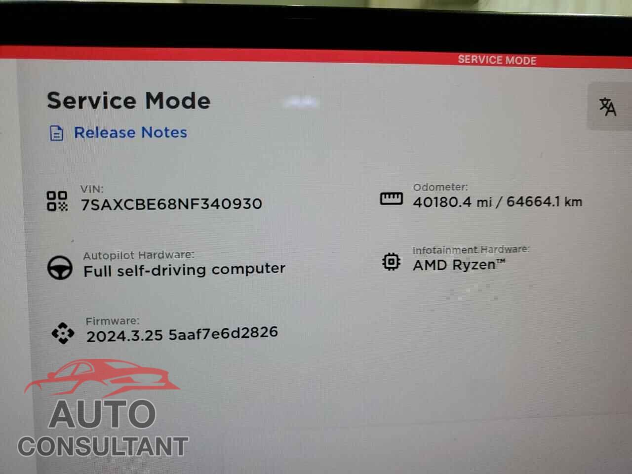 TESLA MODEL X 2022 - 7SAXCBE68NF340930