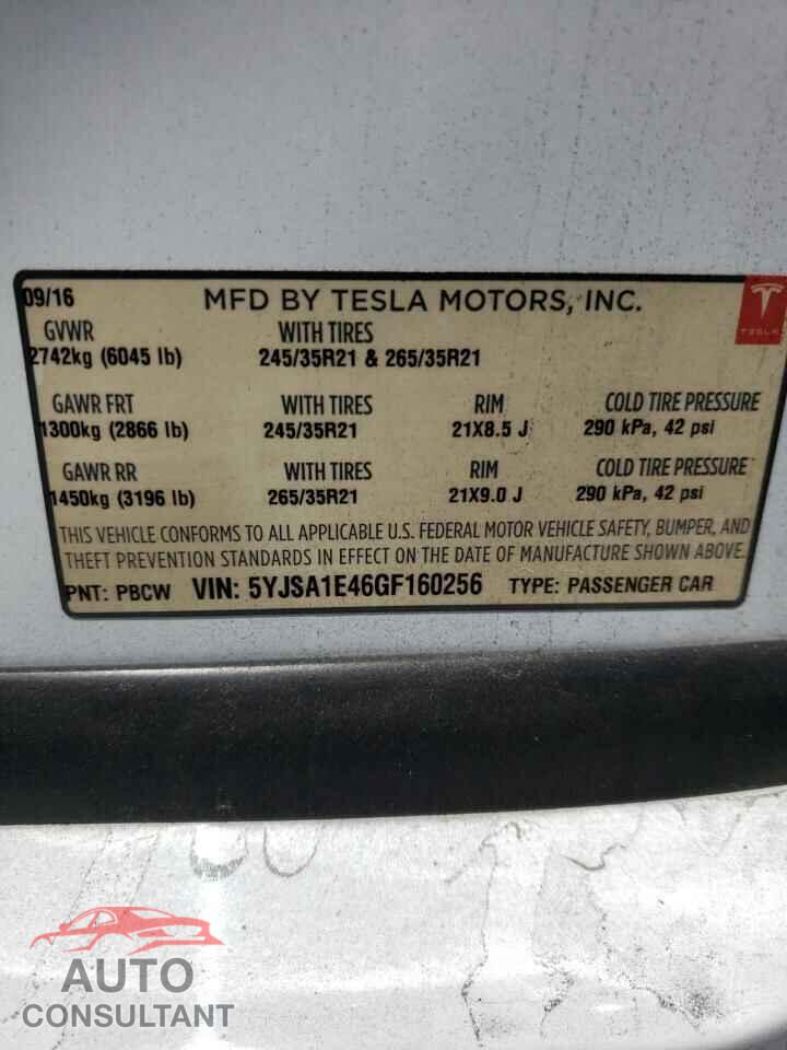 TESLA MODEL S 2016 - 5YJSA1E46GF160256