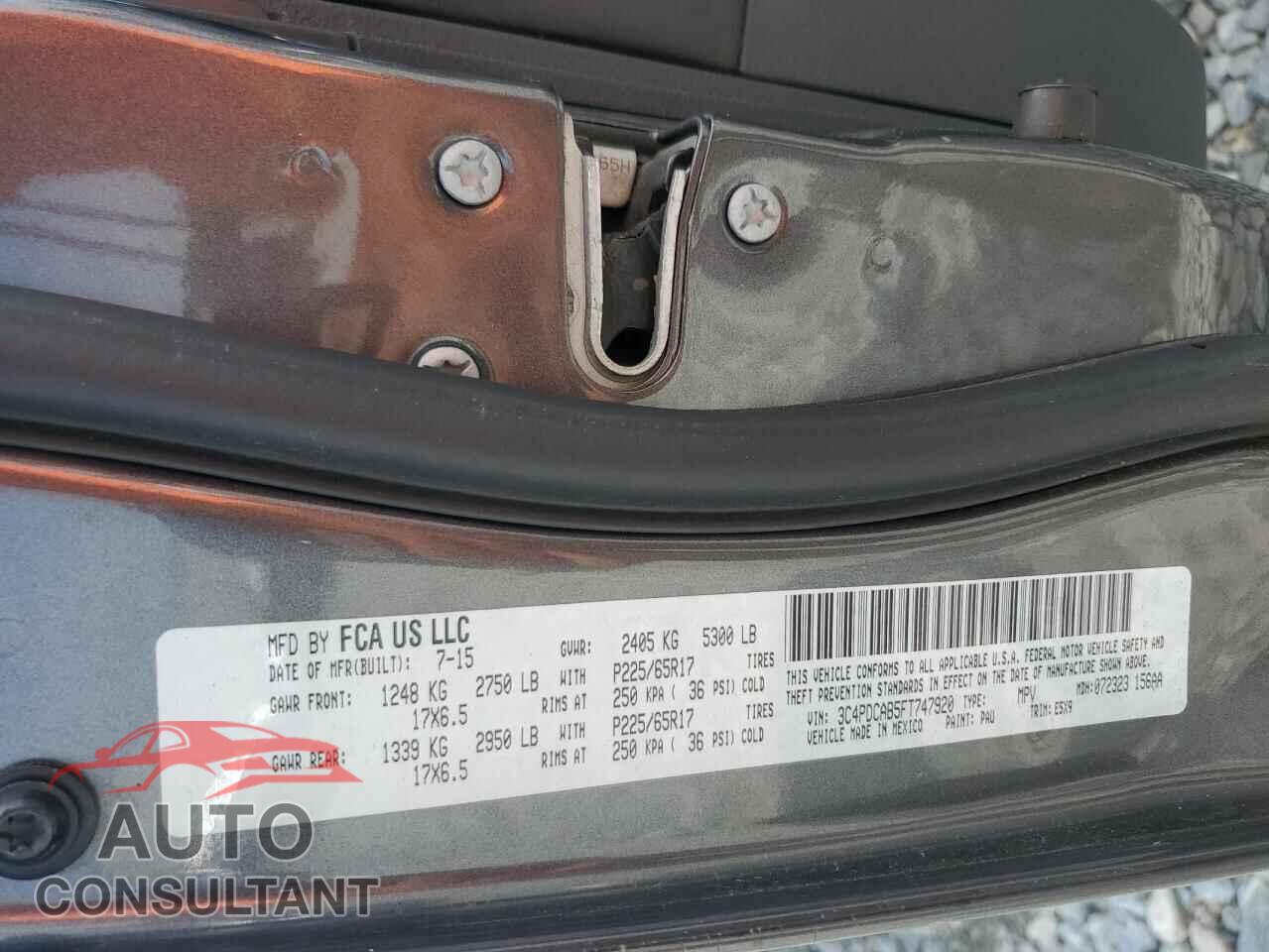 DODGE JOURNEY 2015 - 3C4PDCAB5FT747920