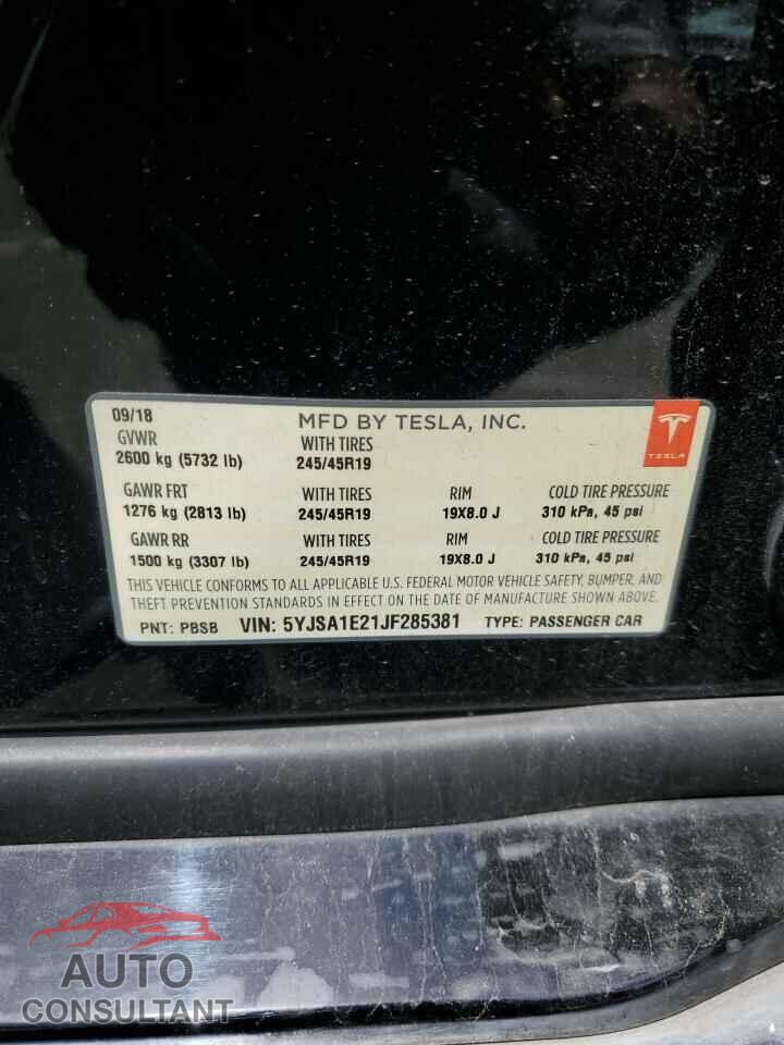 TESLA MODEL S 2018 - 5YJSA1E21JF285381