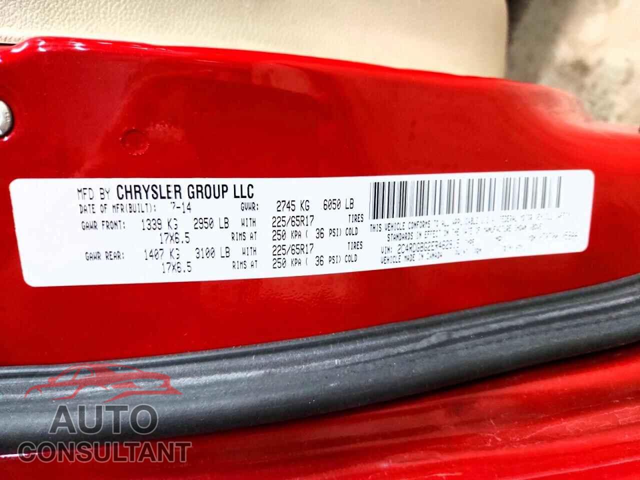 DODGE CARAVAN 2014 - 2C4RDGBG2ER462815