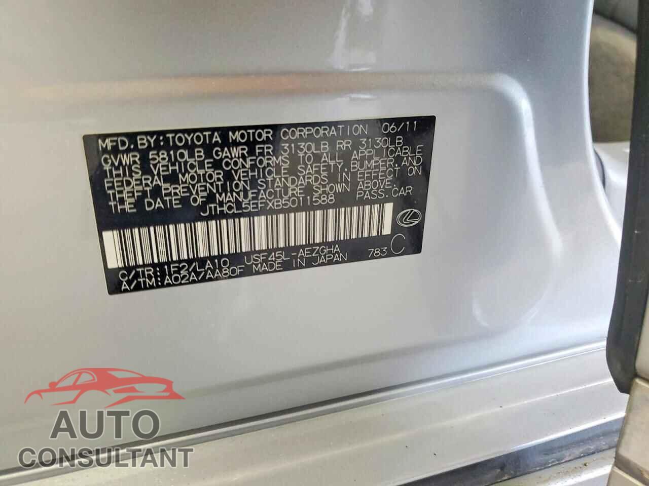 LEXUS LS460 2011 - JTHCL5EFXB5011588