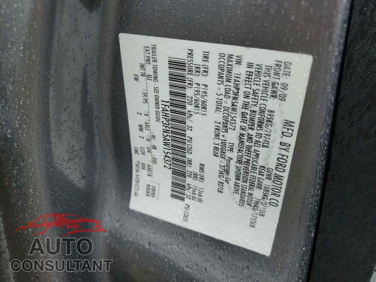 FORD FOCUS 2010 - 1FAHP3FN5AW154372
