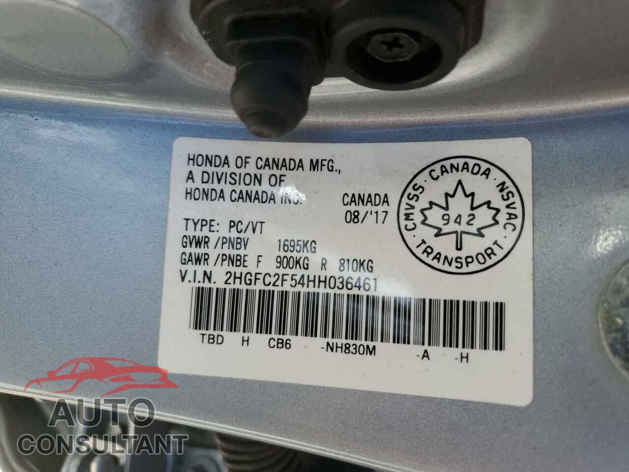 HONDA CIVIC 2017 - 2HGFC2F54HH036461