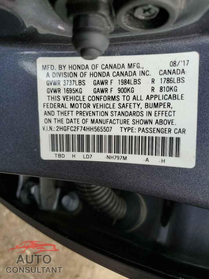 HONDA CIVIC 2017 - 2HGFC2F74HH565507