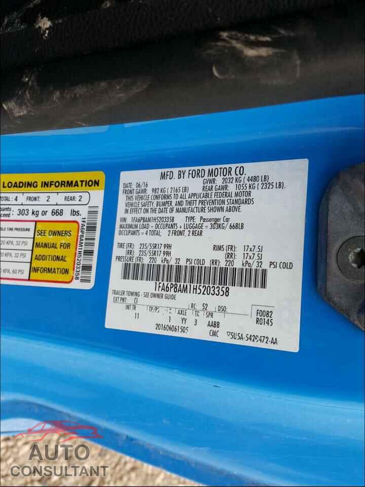 FORD MUSTANG 2017 - 1FA6P8AM1H5203358