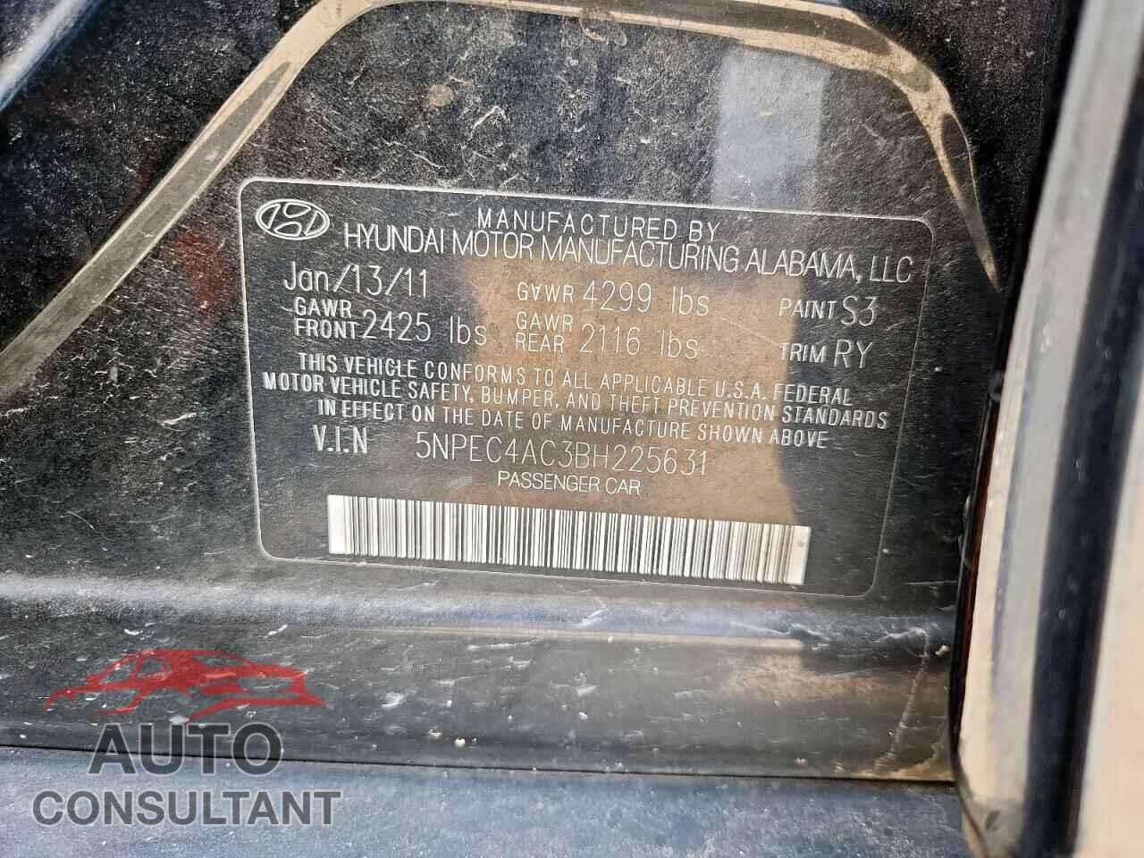 HYUNDAI SONATA 2011 - 5NPEC4AC3BH225631