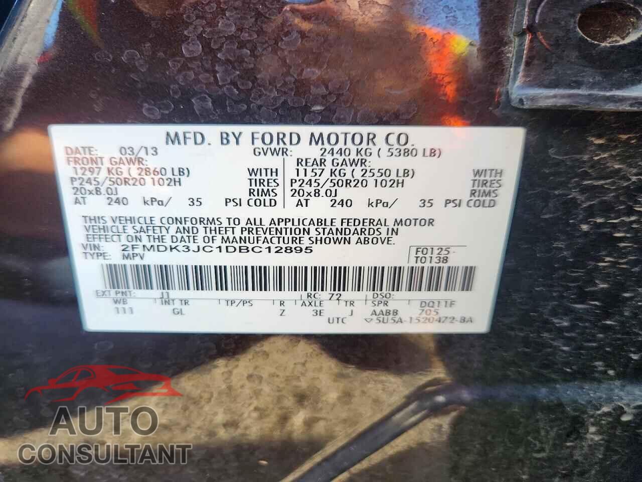 FORD EDGE 2013 - 2FMDK3JC1DBC12895