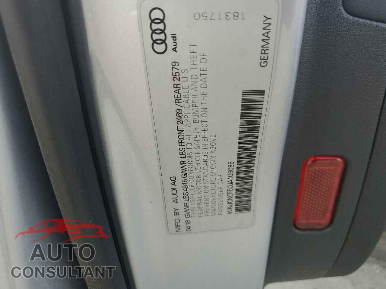 AUDI A5 2018 - WAUCNCF50JA106086