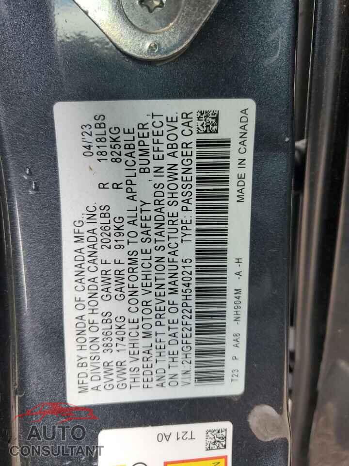 HONDA CIVIC 2023 - 2HGFE2F22PH540215