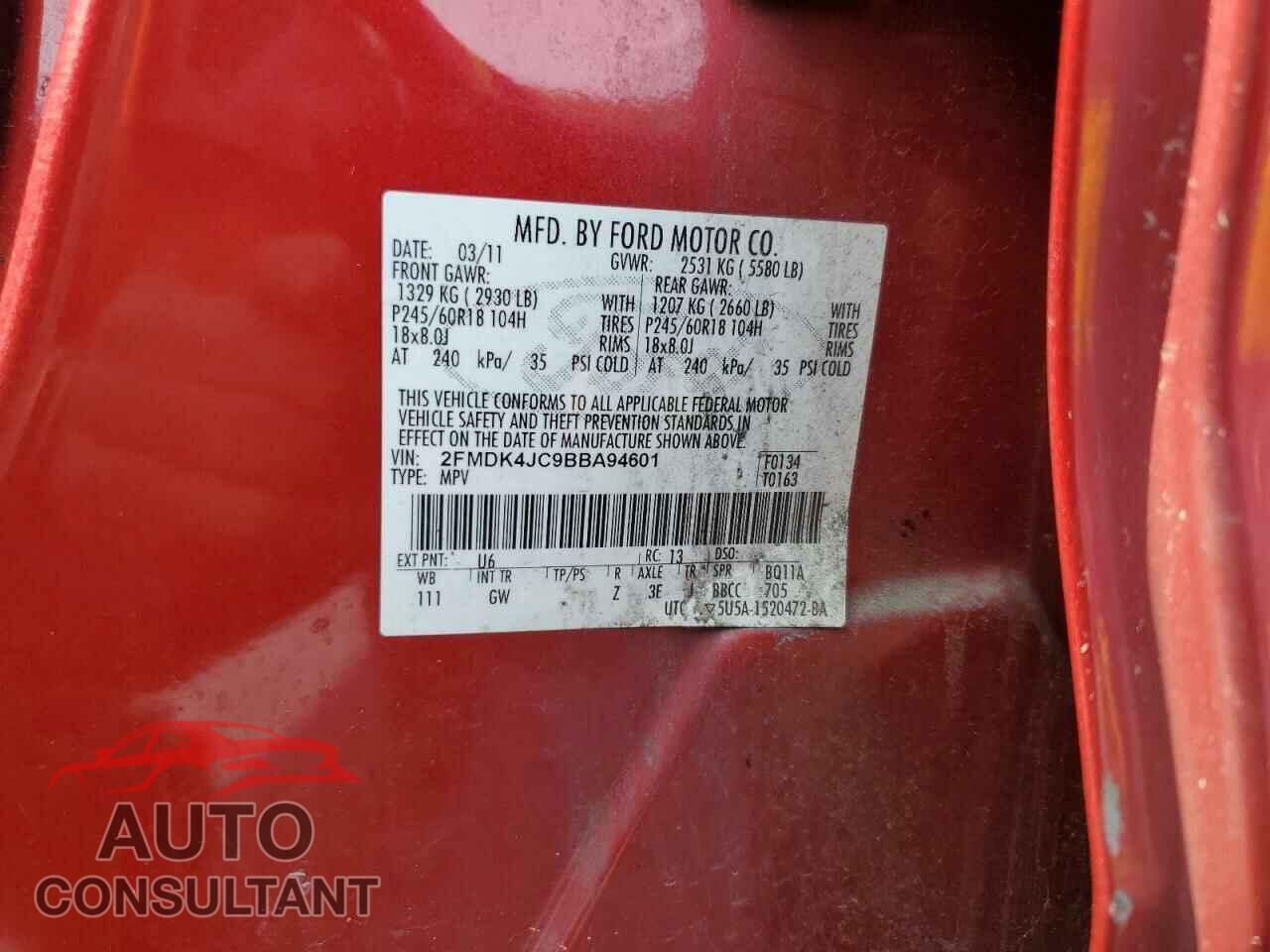 FORD EDGE 2011 - 2FMDK4JC9BBA94601