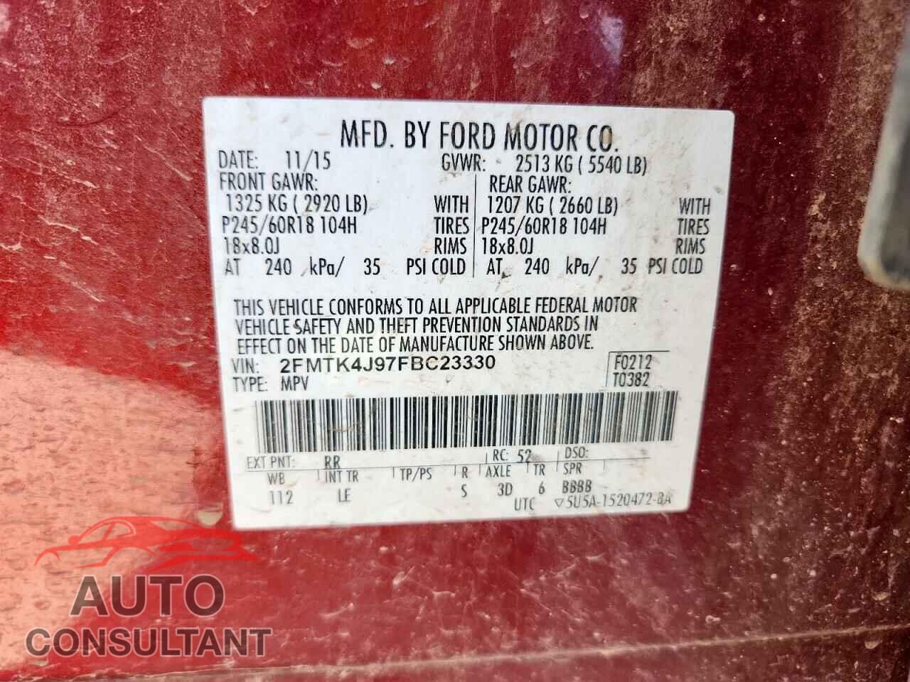 FORD EDGE 2015 - 2FMTK4J97FBC23330