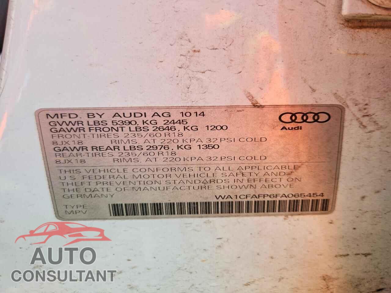 AUDI Q5 2015 - WA1CFAFP6FA065454