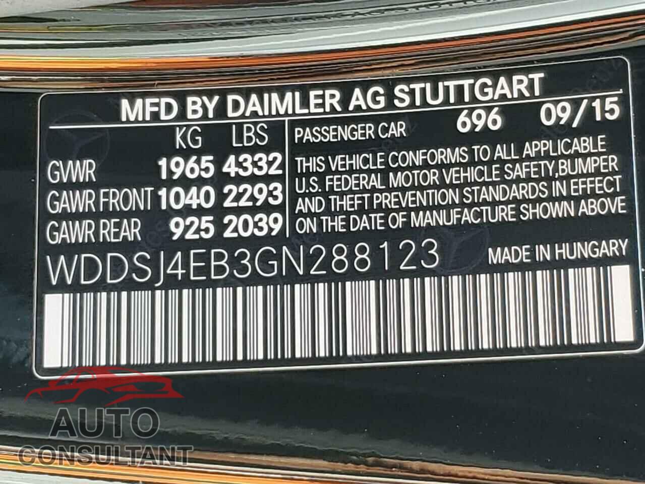 MERCEDES-BENZ CLA-CLASS 2016 - WDDSJ4EB3GN288123