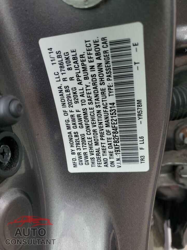 HONDA CIVIC 2015 - 19XFB2F84FE215314