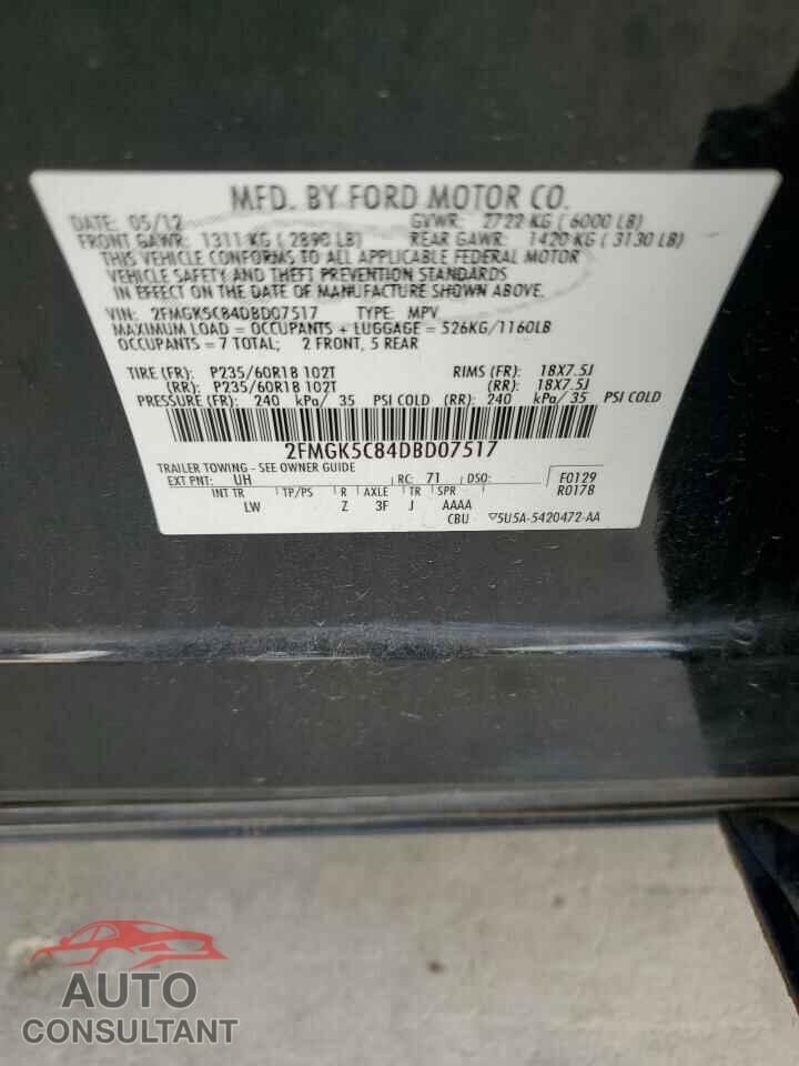 FORD FLEX 2013 - 2FMGK5C84DBD07517