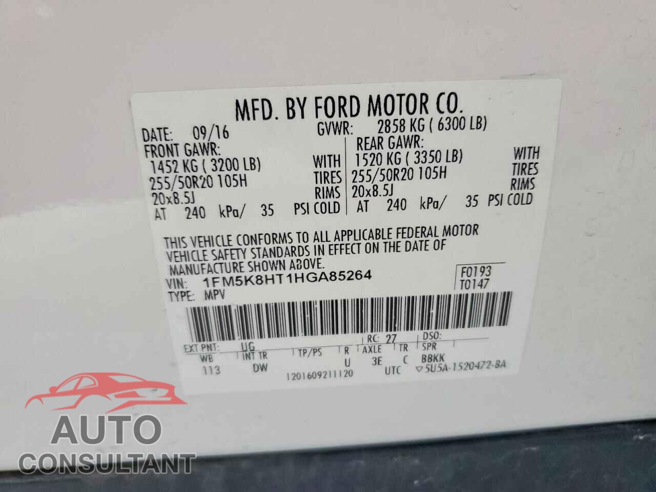 FORD EXPLORER 2017 - 1FM5K8HT1HGA85264