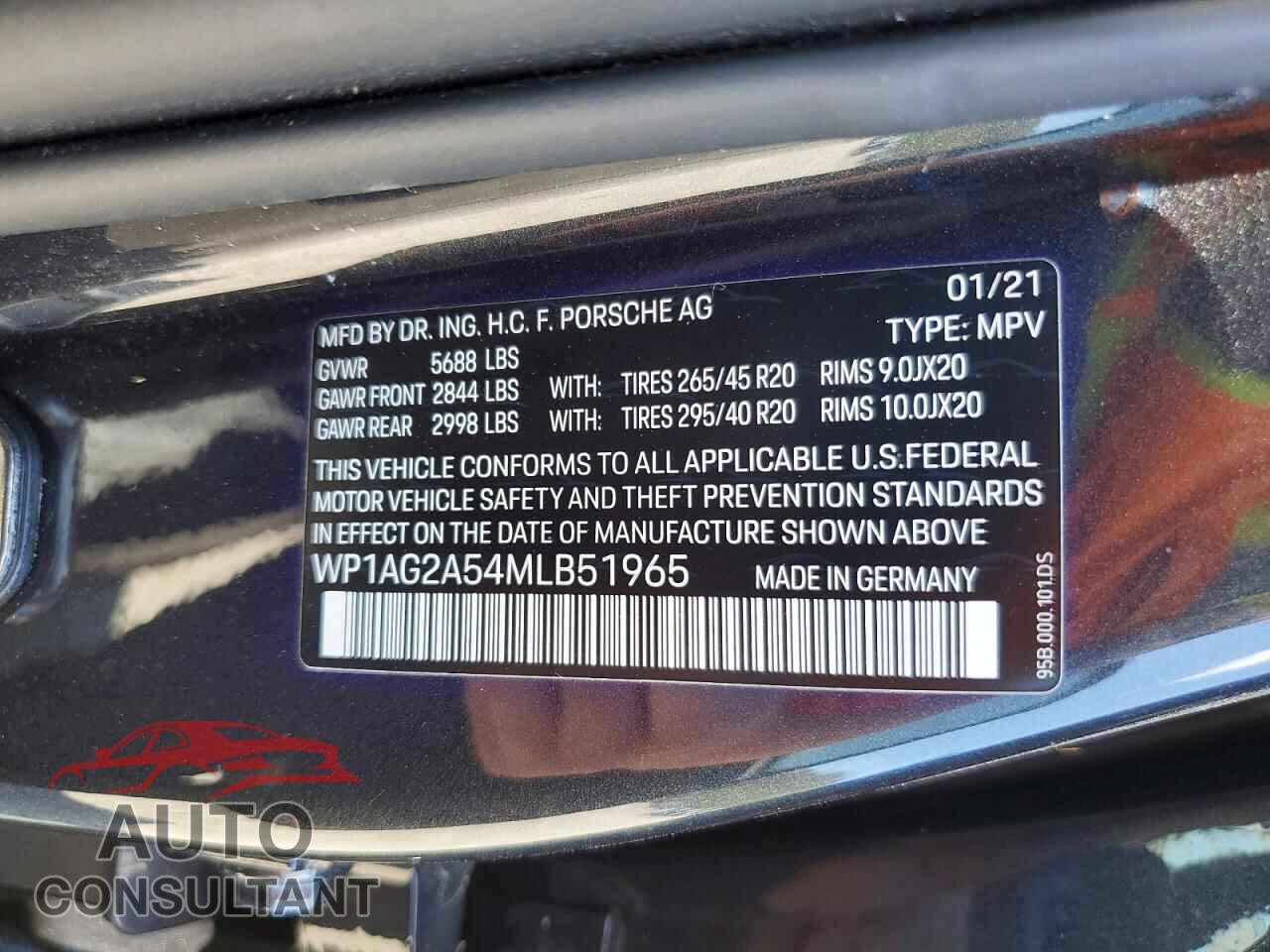 PORSCHE MACAN 2021 - WP1AG2A54MLB51965