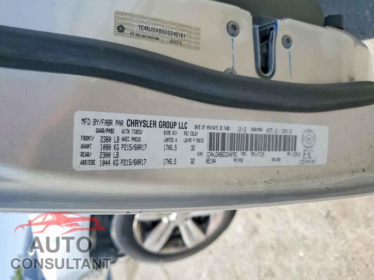 JEEP COMPASS 2013 - 1C4NJDAB6DD240761