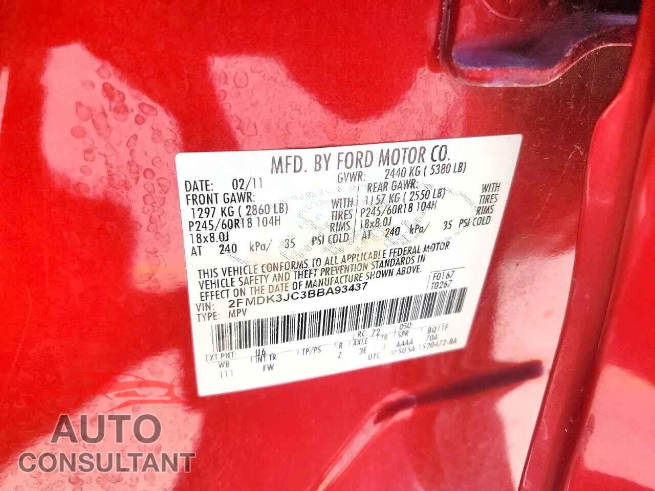 FORD EDGE 2011 - 2FMDK3JC3BBA93437