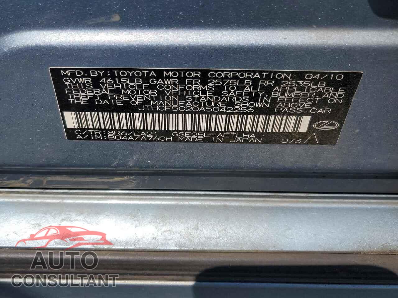 LEXUS IS 2010 - JTHCF5C20A5042256
