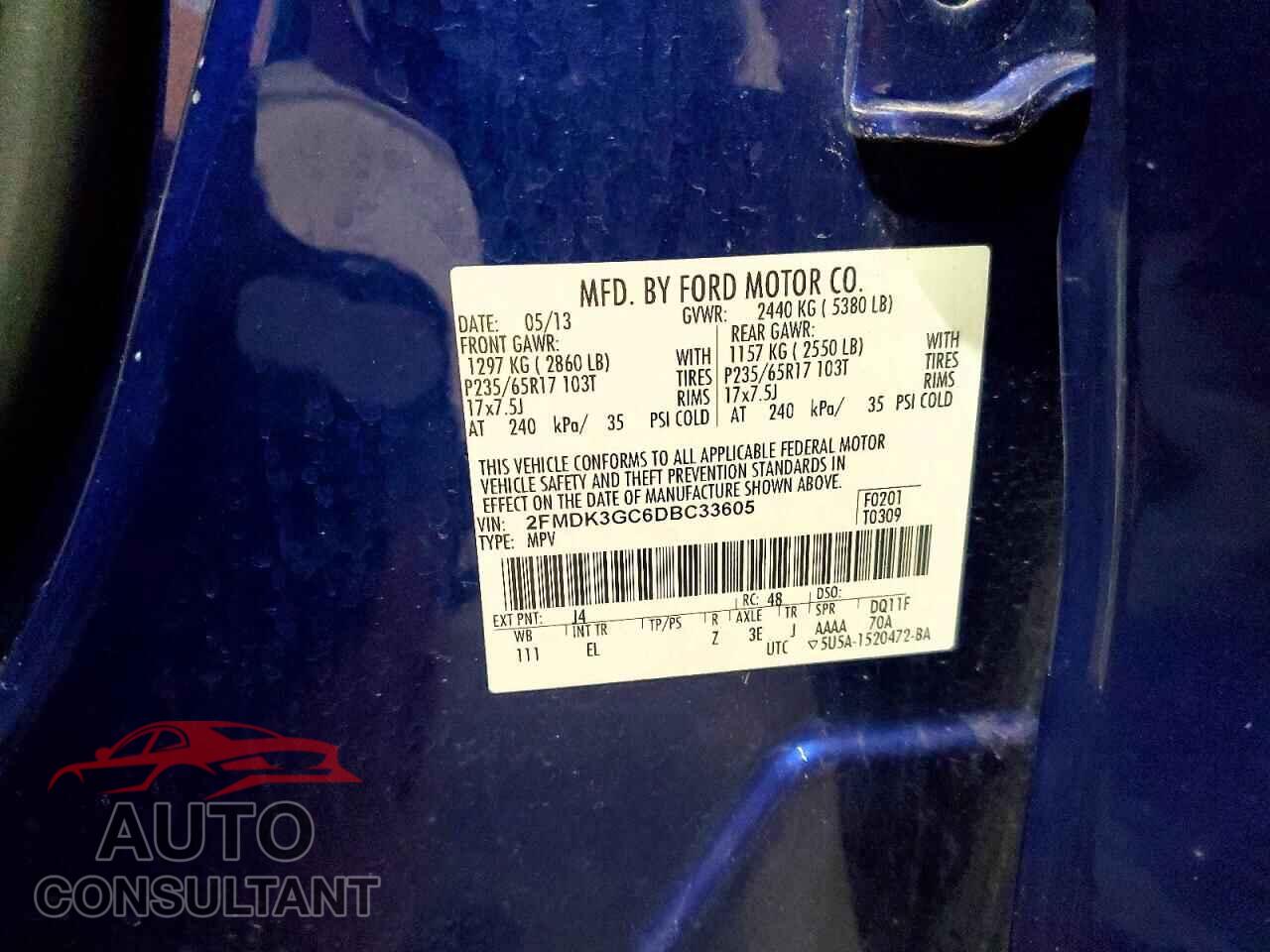 FORD EDGE 2013 - 2FMDK3GC6DBC33605